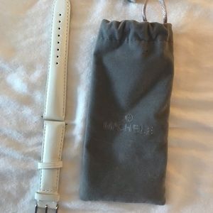 MICHELE white leather watch strap